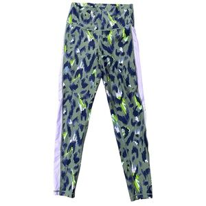 Aerie Leopard Print Stripe Hi Rise Leggings Size Medium Chill Play Move